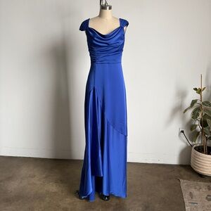 NWT Theia Draped Maxi Dress in Azure Sz 4
